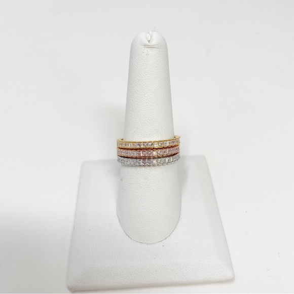 JTV Jewelry Jtv 4k Gold Plated Tricolor Square Princess Cz Eternity